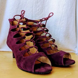 Purple Suede Lace-Up Salsa Dance Heels (Size 10, NWOT)